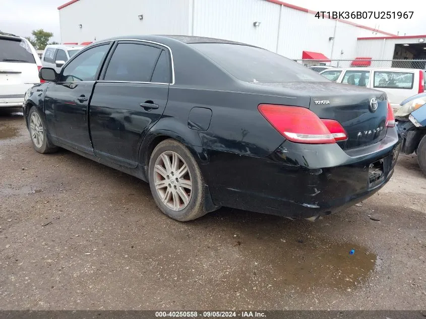 2007 Toyota Avalon Limited VIN: 4T1BK36B07U251967 Lot: 40250558