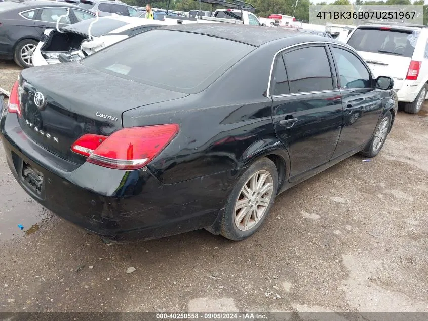 4T1BK36B07U251967 2007 Toyota Avalon Limited