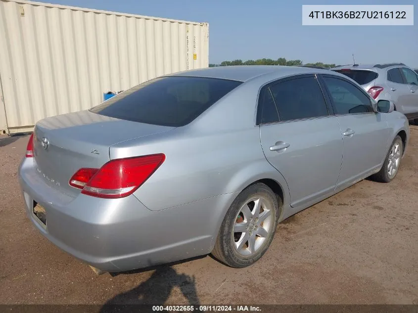 2007 Toyota Avalon Xl VIN: 4T1BK36B27U216122 Lot: 40322655