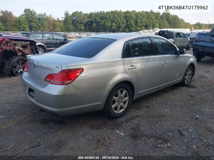 2007 Toyota Avalon Xl/Xls/Touring/Limited VIN: 4T1BK36B47U175962 Lot: 40365140