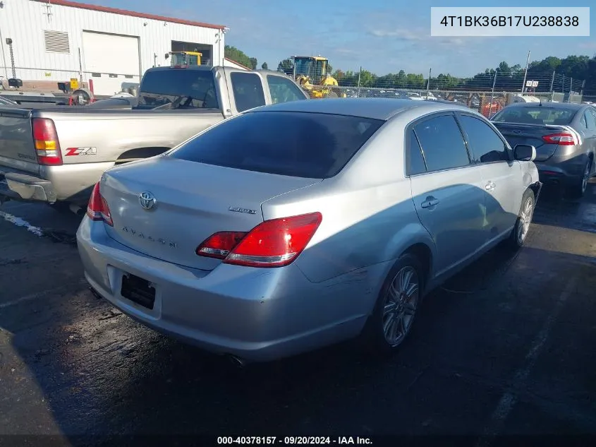 2007 Toyota Avalon Limited VIN: 4T1BK36B17U238838 Lot: 40378157