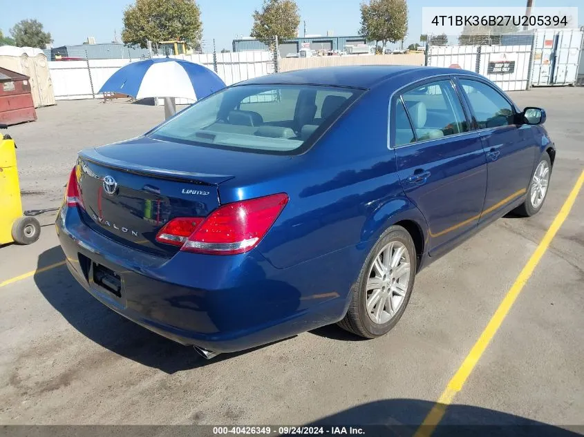 2007 Toyota Avalon Limited VIN: 4T1BK36B27U205394 Lot: 40426349