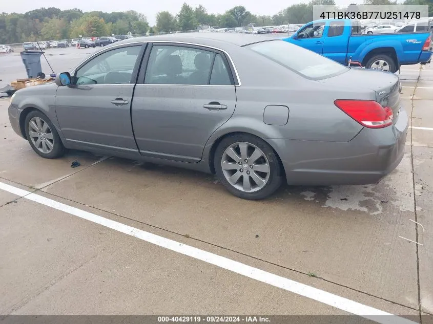 2007 Toyota Avalon Touring VIN: 4T1BK36B77U251478 Lot: 40429119