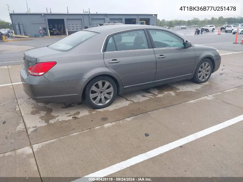 2007 Toyota Avalon Touring VIN: 4T1BK36B77U251478 Lot: 40429119