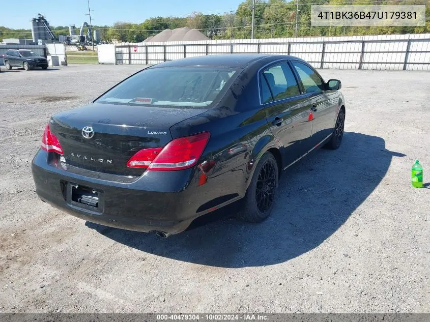 2007 Toyota Avalon Limited VIN: 4T1BK36B47U179381 Lot: 40479304