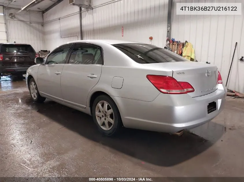 2007 Toyota Avalon Xl VIN: 4T1BK36B27U216122 Lot: 40505898