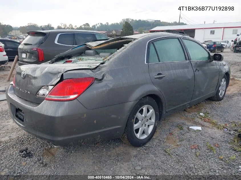 2007 Toyota Avalon Xl VIN: 4T1BK36B77U192898 Lot: 40510465