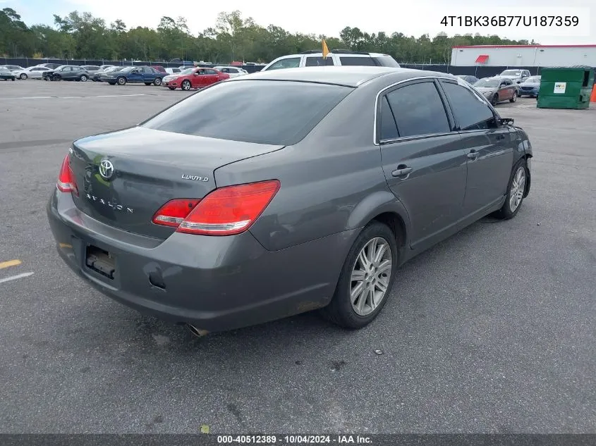 2007 Toyota Avalon Limited VIN: 4T1BK36B77U187359 Lot: 40512389