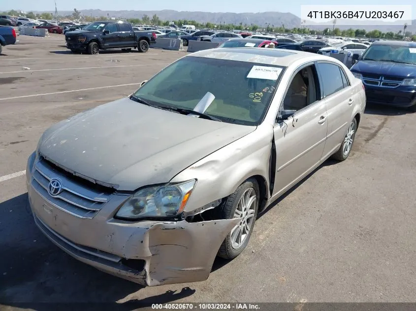 2007 Toyota Avalon Limited VIN: 4T1BK36B47U203467 Lot: 40520670