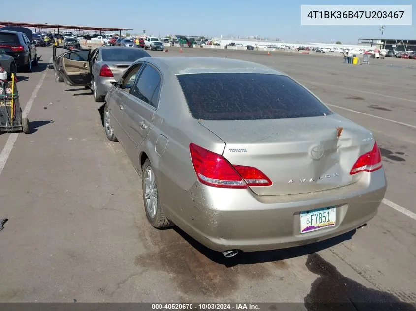 2007 Toyota Avalon Limited VIN: 4T1BK36B47U203467 Lot: 40520670