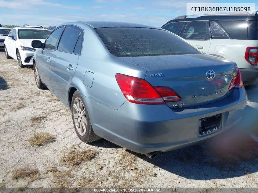 2007 Toyota Avalon Xl/Xls/Touring/Limited VIN: 4T1BK36B67U185098 Lot: 40526428