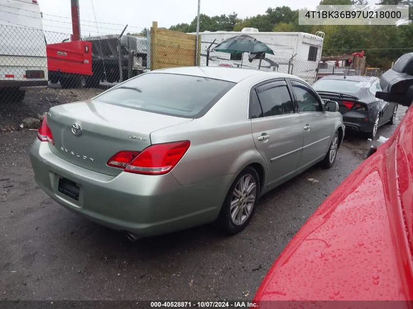 2007 Toyota Avalon Limited VIN: 4T1BK36B97U218000 Lot: 40528871