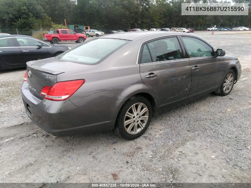 2007 Toyota Avalon Limited VIN: 4T1BK36B87U215590 Lot: 40557235