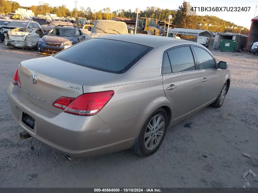 2007 Toyota Avalon Limited VIN: 4T1BK36BX7U232407 Lot: 40564000