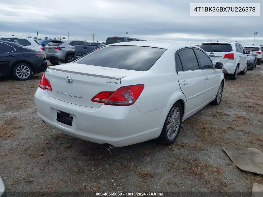 2007 Toyota Avalon Limited VIN: 4T1BK36BX7U226378 Lot: 40565650