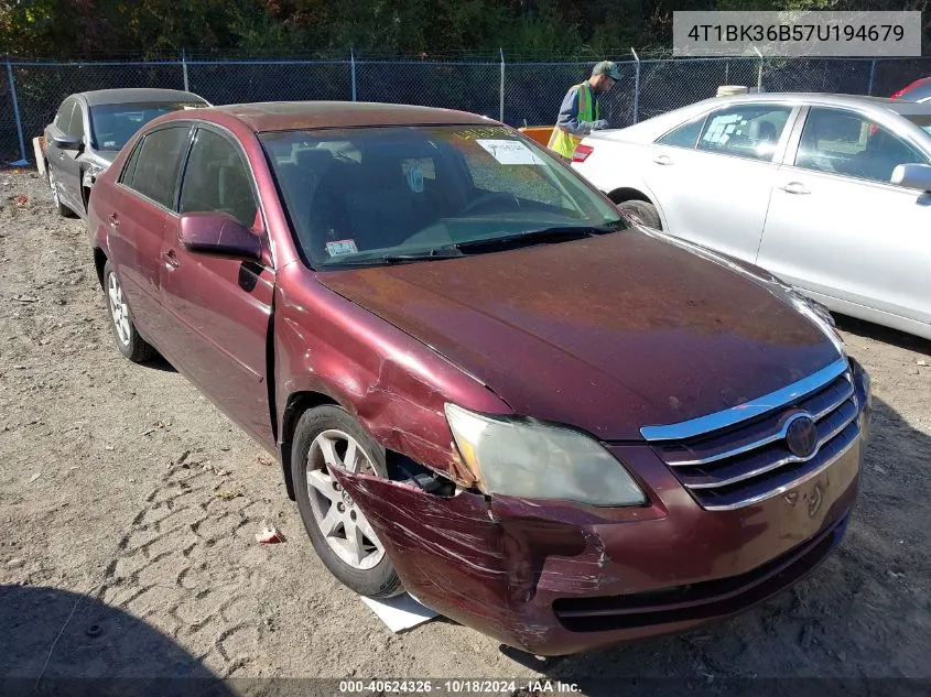 2007 Toyota Avalon Xl VIN: 4T1BK36B57U194679 Lot: 40624326