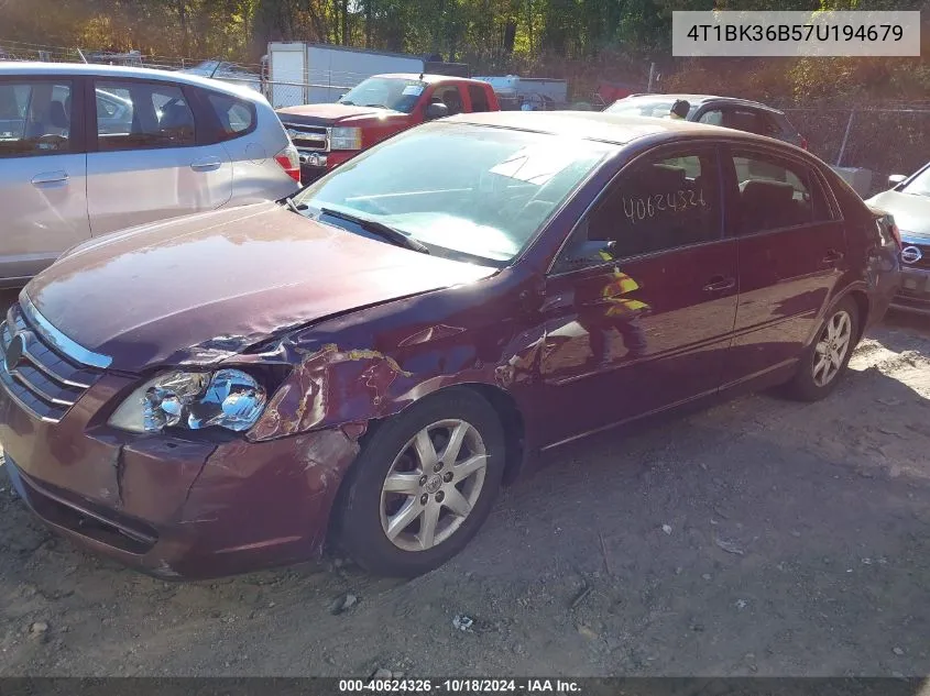 2007 Toyota Avalon Xl VIN: 4T1BK36B57U194679 Lot: 40624326