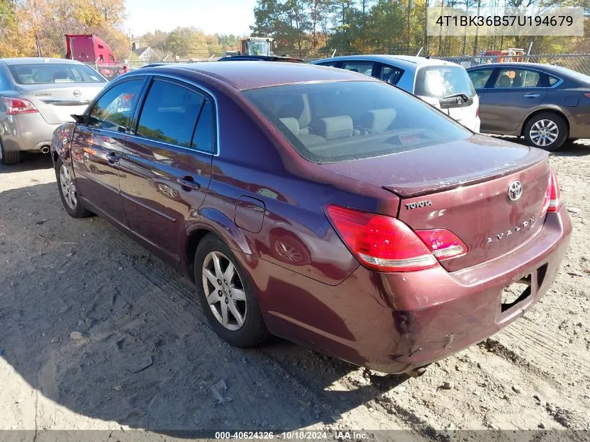 2007 Toyota Avalon Xl VIN: 4T1BK36B57U194679 Lot: 40624326