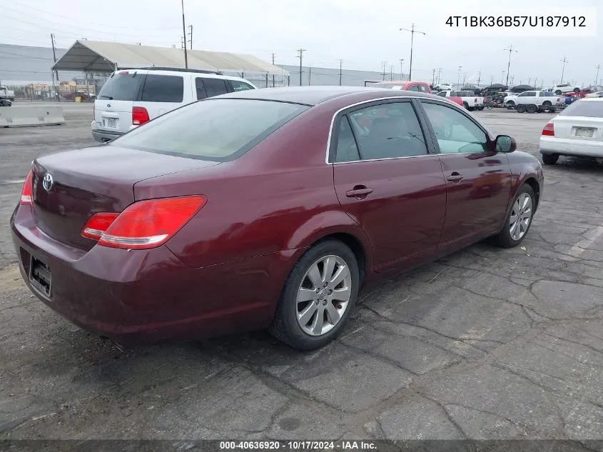 2007 Toyota Avalon Xls VIN: 4T1BK36B57U187912 Lot: 40636920