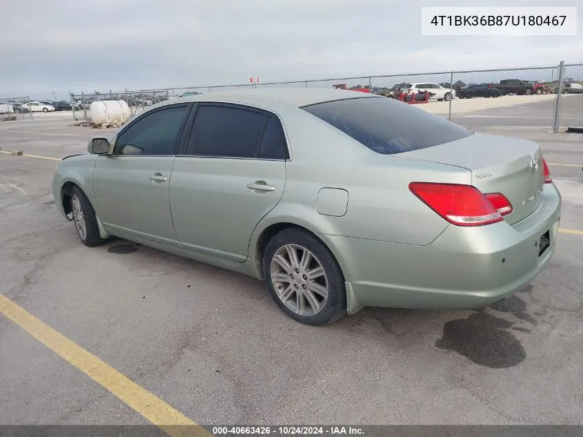 2007 Toyota Avalon Limited VIN: 4T1BK36B87U180467 Lot: 40663426