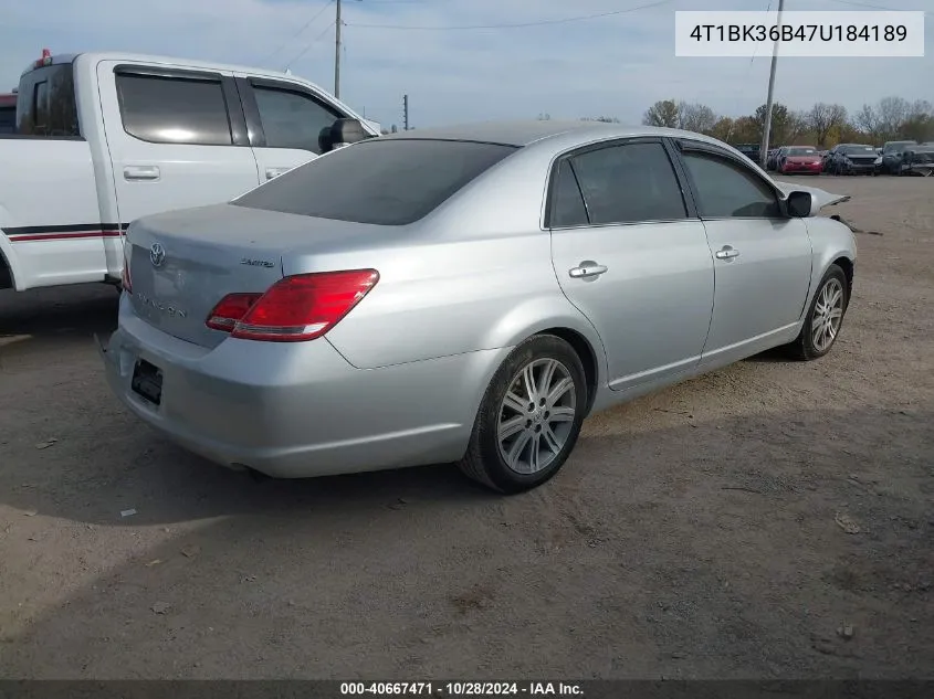 2007 Toyota Avalon Limited VIN: 4T1BK36B47U184189 Lot: 40667471