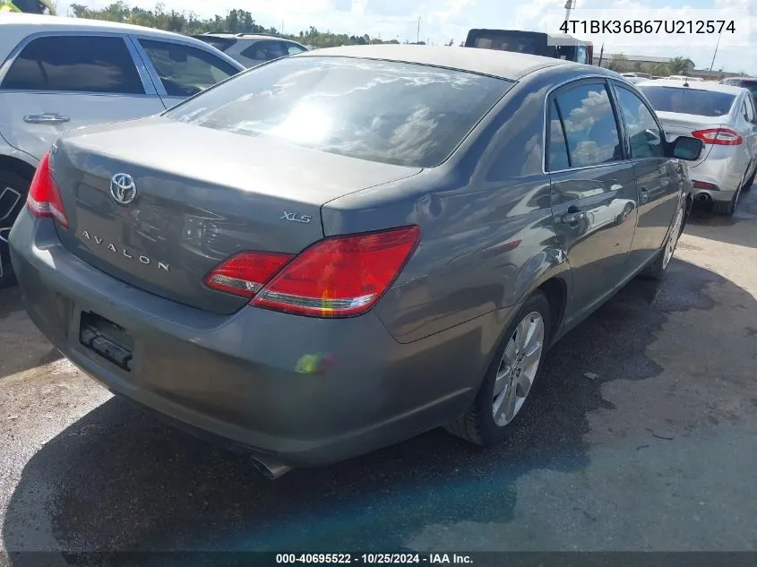 2007 Toyota Avalon Xls VIN: 4T1BK36B67U212574 Lot: 40695522