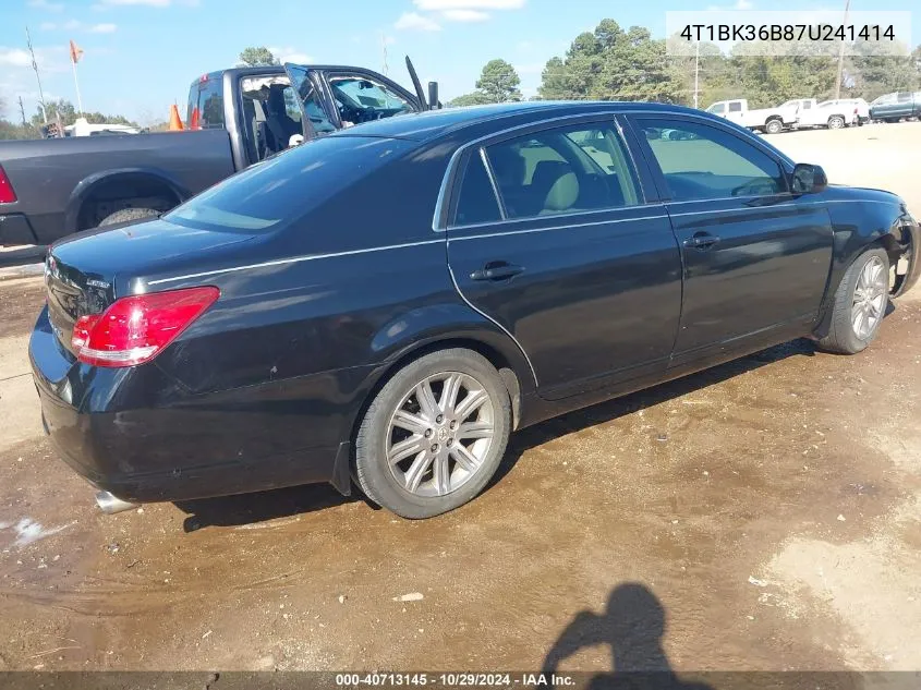 2007 Toyota Avalon Limited VIN: 4T1BK36B87U241414 Lot: 40713145