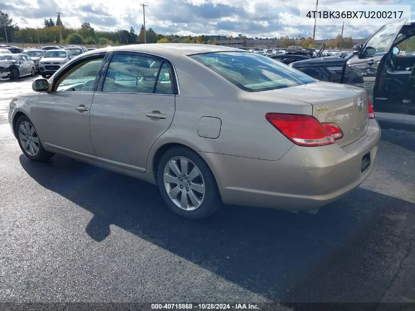 2007 Toyota Avalon Xls VIN: 4T1BK36BX7U200217 Lot: 40715868