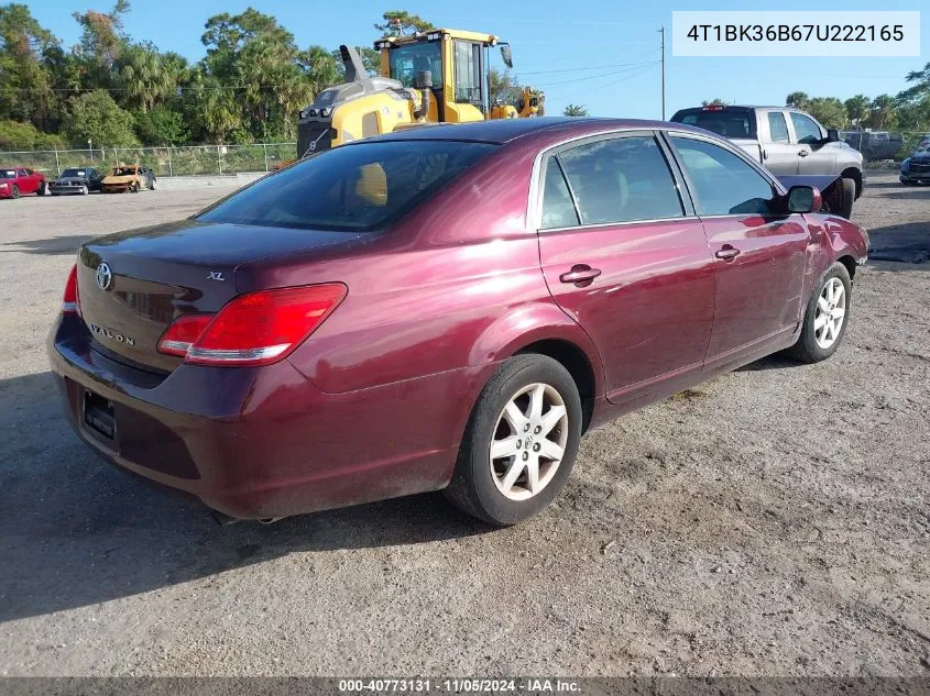 2007 Toyota Avalon Xl VIN: 4T1BK36B67U222165 Lot: 40773131