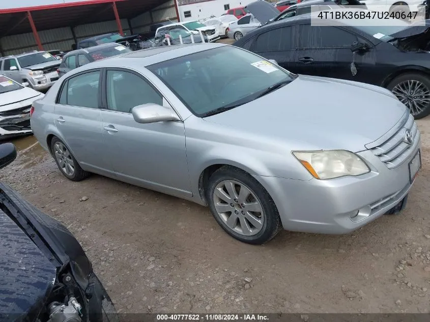 2007 Toyota Avalon Xls VIN: 4T1BK36B47U240647 Lot: 40777522