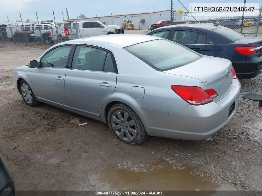 2007 Toyota Avalon Xls VIN: 4T1BK36B47U240647 Lot: 40777522