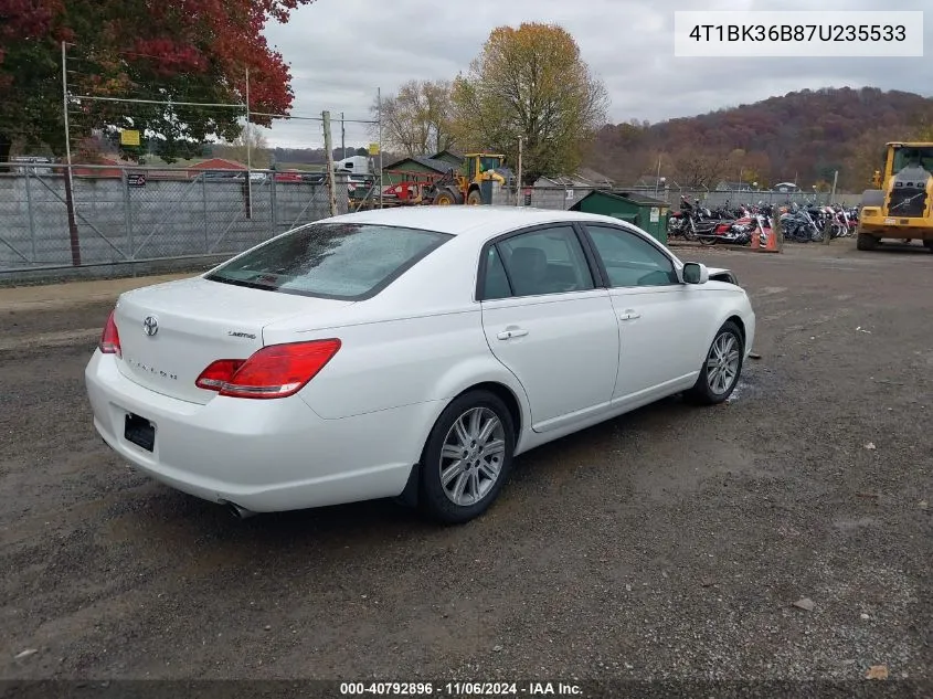 2007 Toyota Avalon Limited VIN: 4T1BK36B87U235533 Lot: 40792896