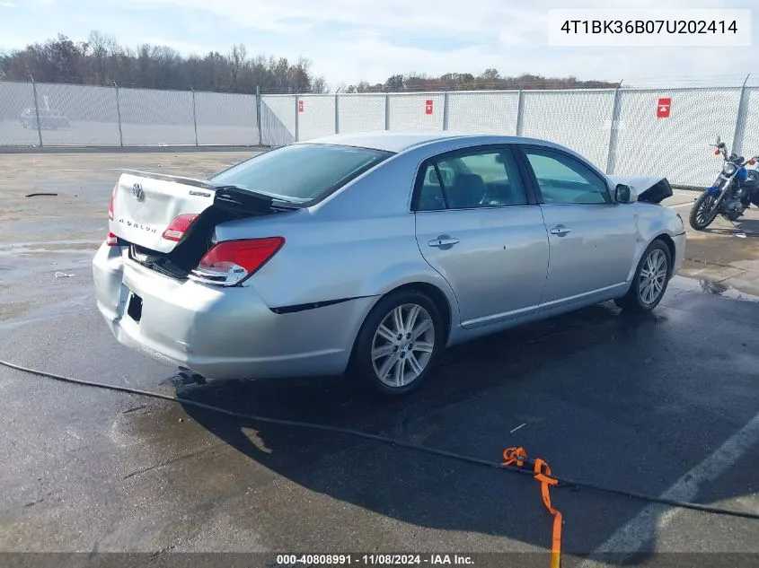 2007 Toyota Avalon Limited VIN: 4T1BK36B07U202414 Lot: 40808991