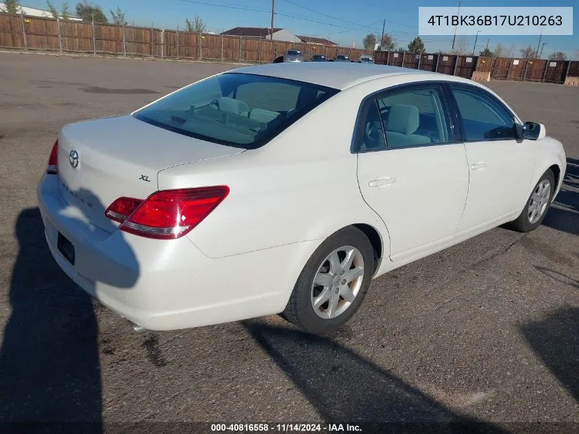 2007 Toyota Avalon Xl VIN: 4T1BK36B17U210263 Lot: 40816558