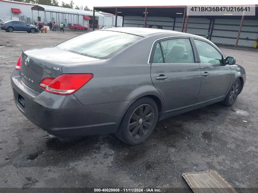 2007 Toyota Avalon Xls VIN: 4T1BK36B47U216641 Lot: 40829808