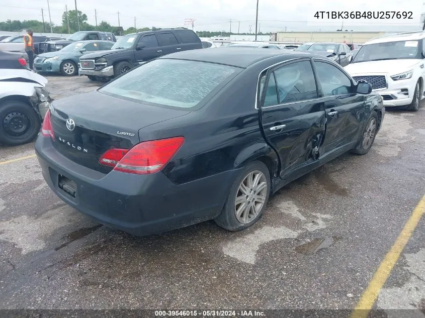 2008 Toyota Avalon Limited VIN: 4T1BK36B48U257692 Lot: 39546015