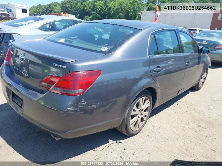 2008 Toyota Avalon Touring VIN: 4T1BK36B28U254662 Lot: 39747333