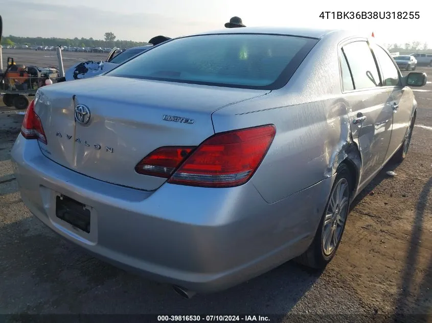 2008 Toyota Avalon Limited VIN: 4T1BK36B38U318255 Lot: 39816530