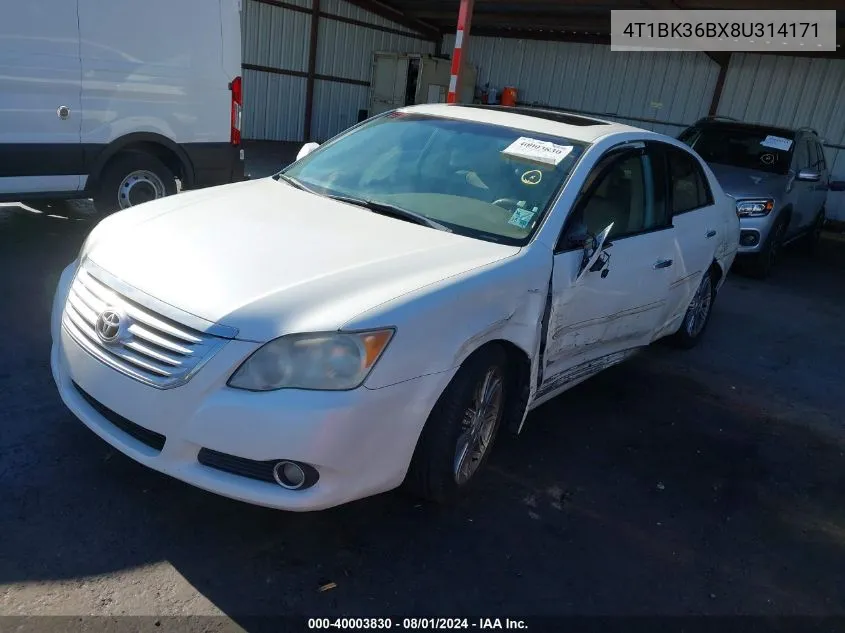 2008 Toyota Avalon Limited VIN: 4T1BK36BX8U314171 Lot: 40003830