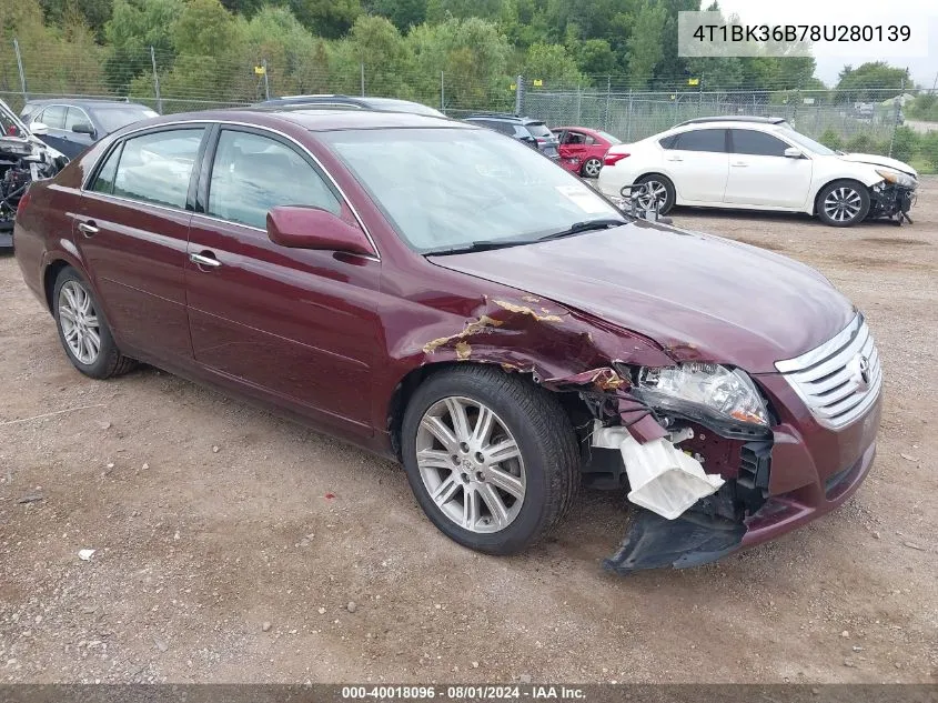 2008 Toyota Avalon Limited VIN: 4T1BK36B78U280139 Lot: 40018096