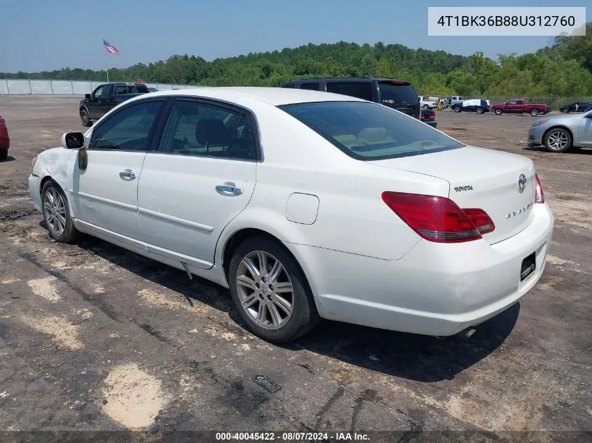 2008 Toyota Avalon Limited VIN: 4T1BK36B88U312760 Lot: 40045422