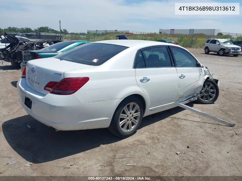 2008 Toyota Avalon Limited VIN: 4T1BK36B98U313612 Lot: 40137243