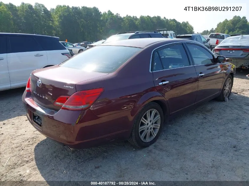 2008 Toyota Avalon Limited VIN: 4T1BK36B98U291207 Lot: 40187792