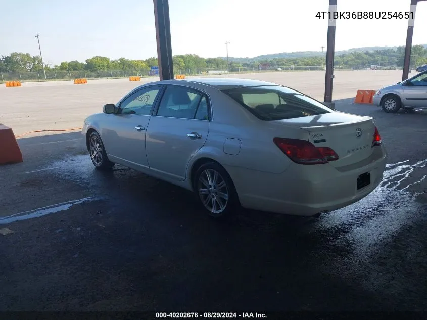 2008 Toyota Avalon Limited VIN: 4T1BK36B88U254651 Lot: 40202678