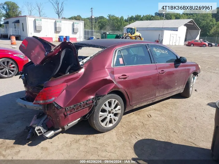 2008 Toyota Avalon Xl/Xls/Touring/Limited VIN: 4T1BK36BX8U269961 Lot: 40206205