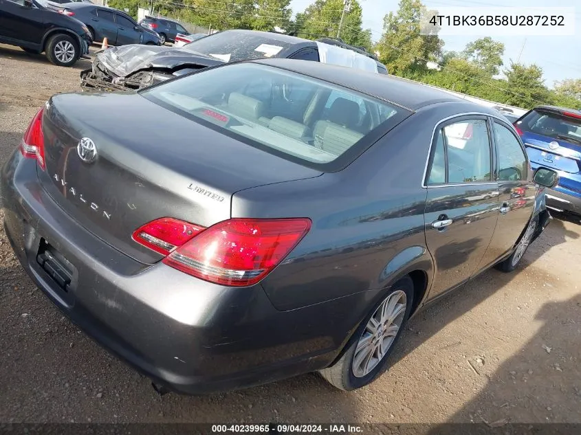 2008 Toyota Avalon Xl/Xls/Touring/Limited VIN: 4T1BK36B58U287252 Lot: 40239965