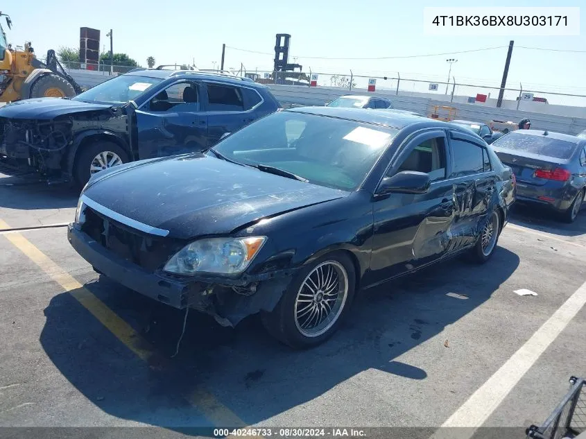 2008 Toyota Avalon Xls VIN: 4T1BK36BX8U303171 Lot: 40246733