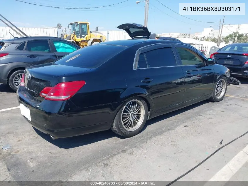 2008 Toyota Avalon Xls VIN: 4T1BK36BX8U303171 Lot: 40246733