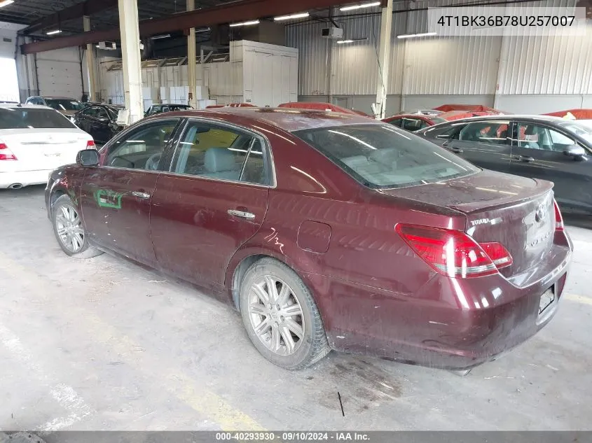 2008 Toyota Avalon Limited VIN: 4T1BK36B78U257007 Lot: 40293930