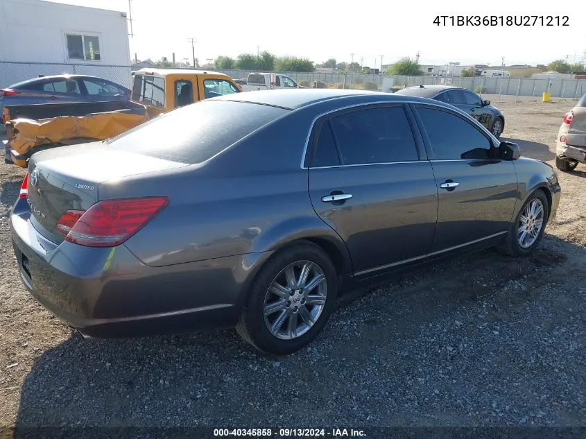 2008 Toyota Avalon Limited VIN: 4T1BK36B18U271212 Lot: 40345858